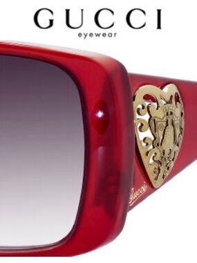 Gucci Red Sunglasses with Gold Heart Accent